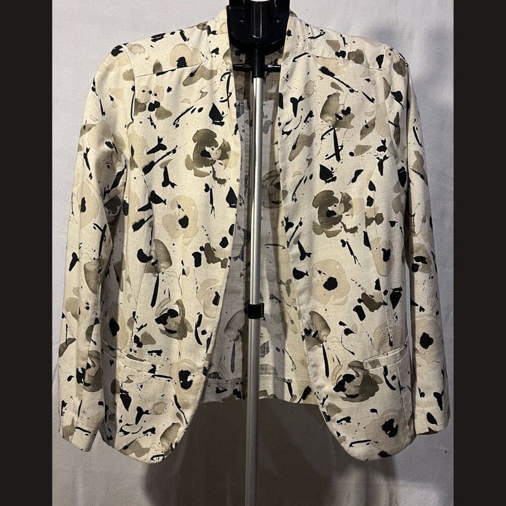 SAGHARBOR Blazer Jacket Floral Pattern Stained Coller Petite Size 14p